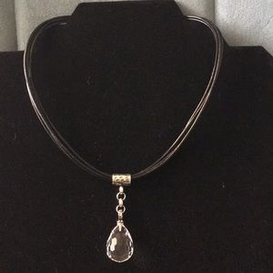Leather Necklace w/Crystal, .925 by Silpada